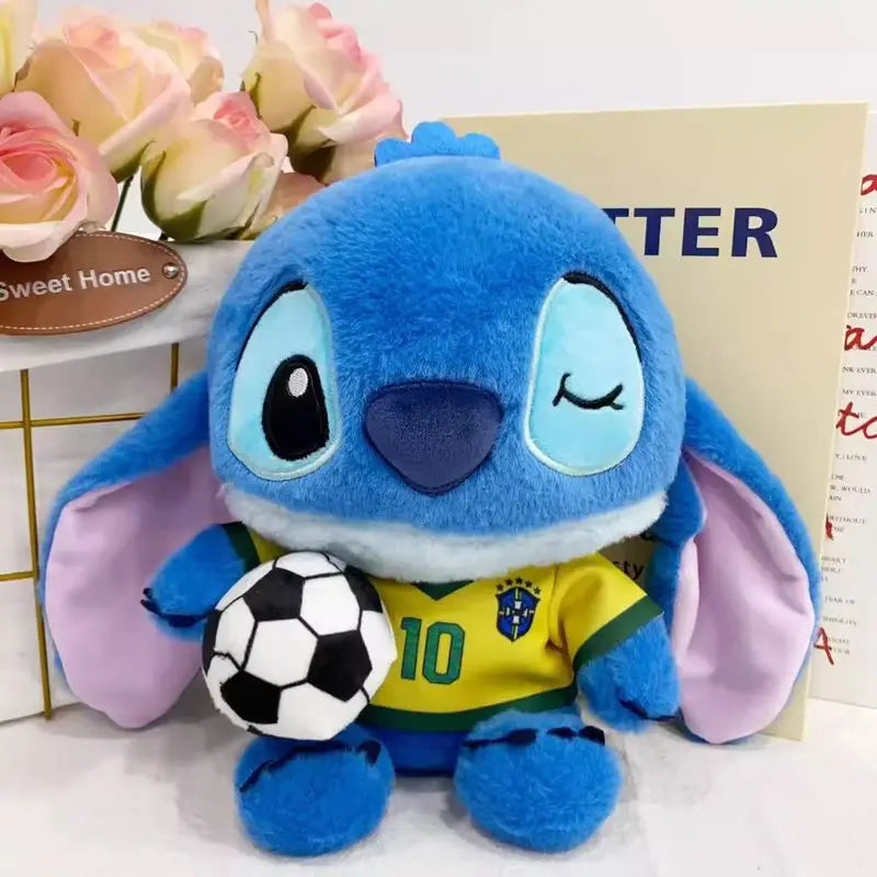 2026 Disney Stitch Football Star With Number Plush Dolls Cartoon Anime Plush Stuffed Toys Kawaii children fans Gift