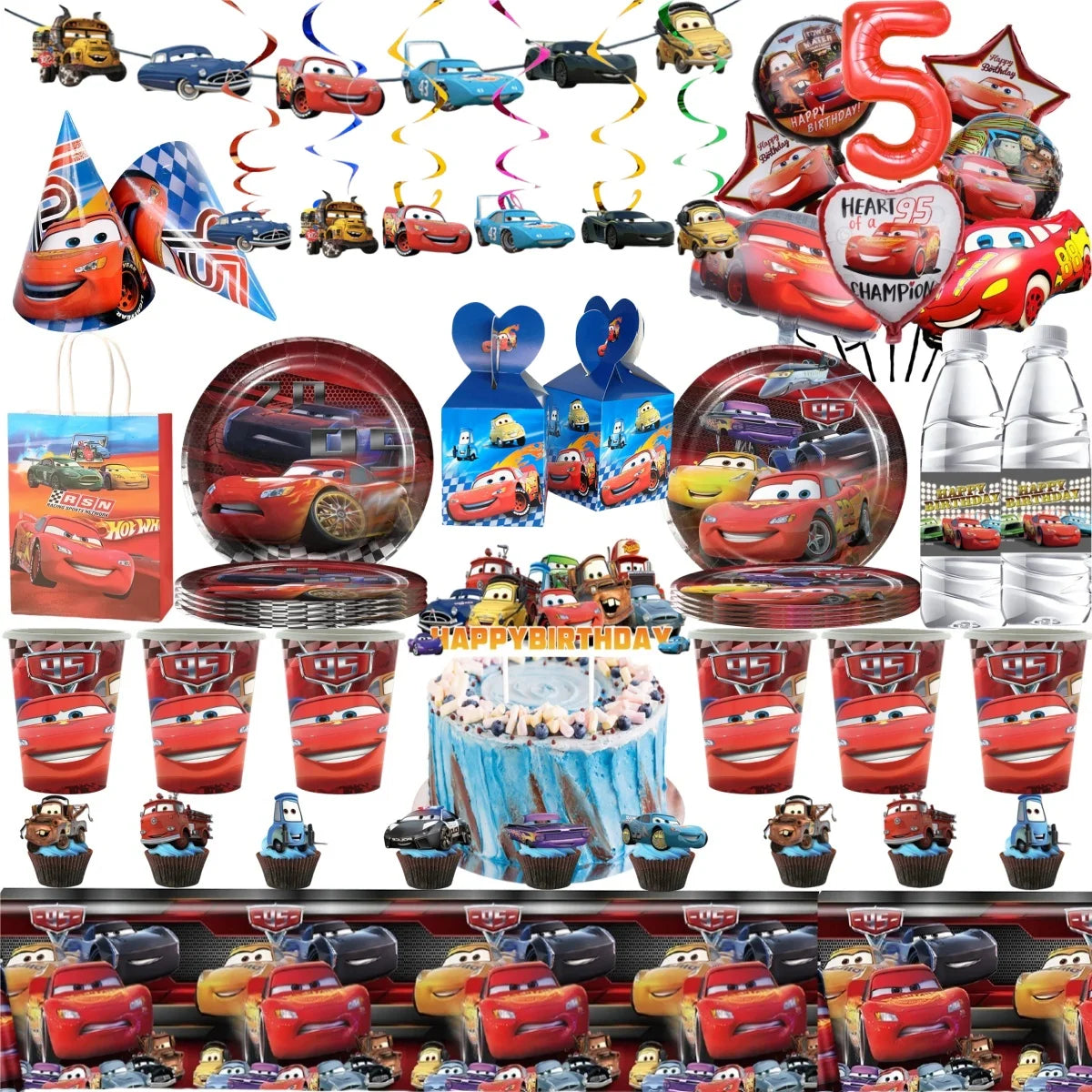 Disney Pixar Cars Birthday Supply Lightning McQueen Tableware Tablecloth Plate Cup Gift Bag Baby Shower disney cars party favors