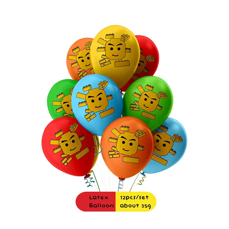 Building Blocks  Theme Birthday DIY Party Disposable tableware balloons water bottle labels banner boys girls decoration