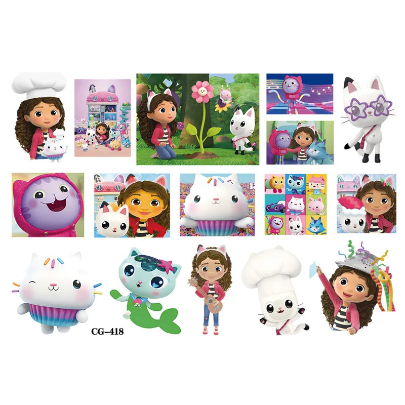 1Pcs Gabby Dollhouse Tattoo Stickers Temporary Tattoos For Birthday Party Supplies Favors Cute Tattoos Stickers Decoration