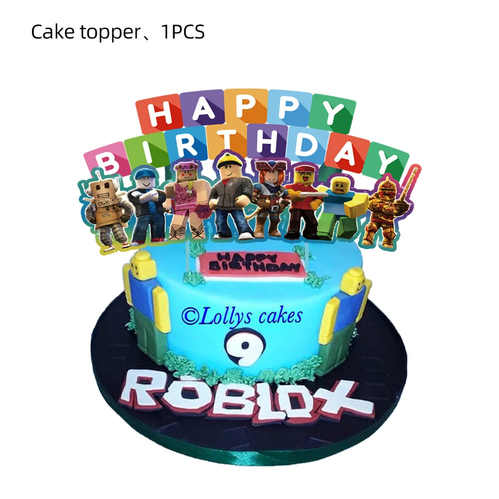 New Roblox Cake Decorations Cartoon Party Cake Topper For Kids Birthday Party 1st Baby Shower Boy Game Cake Decor Supplies Gifts