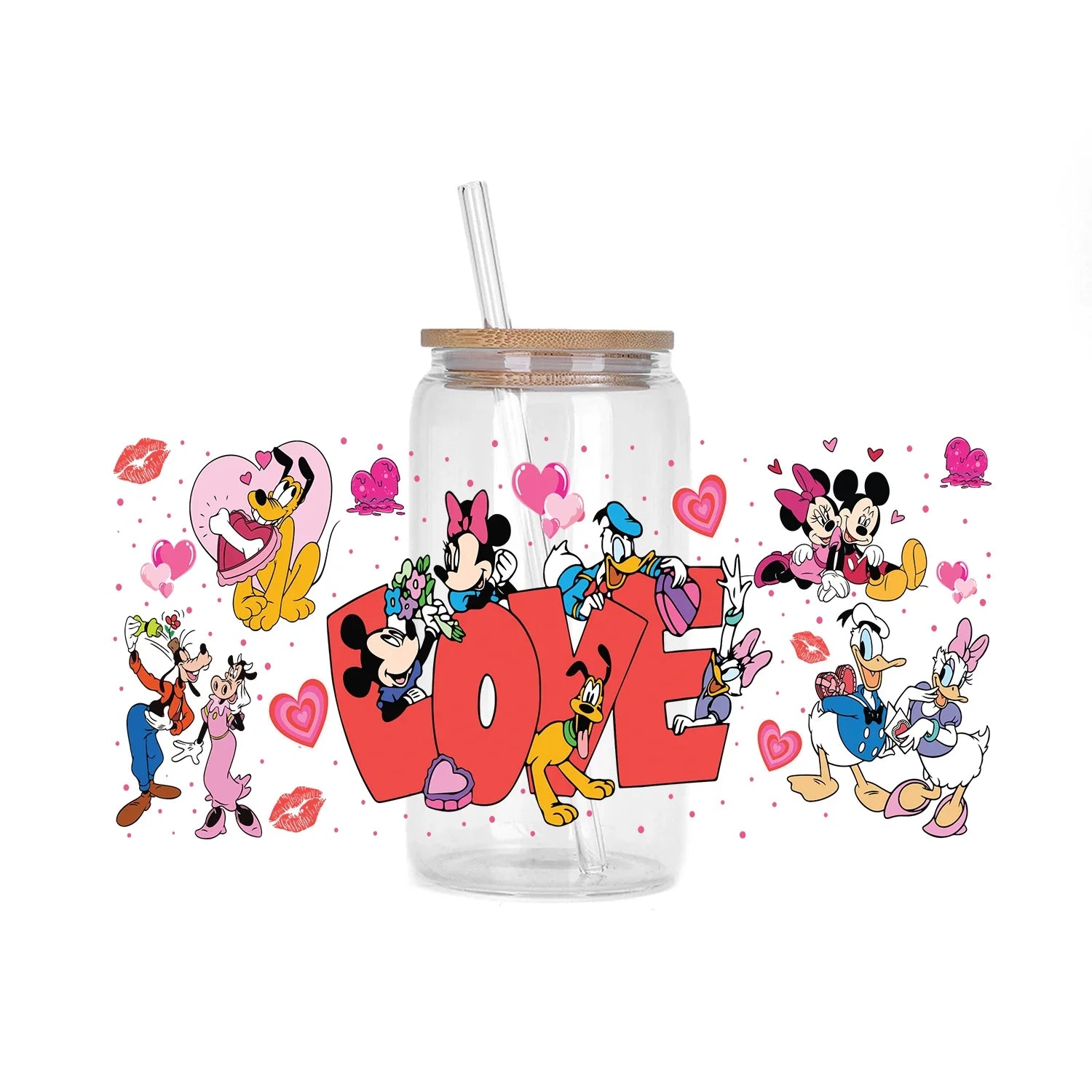 30 Style Valentine's Day Mickey XOXO UV Sticker Party DIY Decals 3D transfers uvdtf tumbler seal stickers 16oz uv dtf cup wraps
