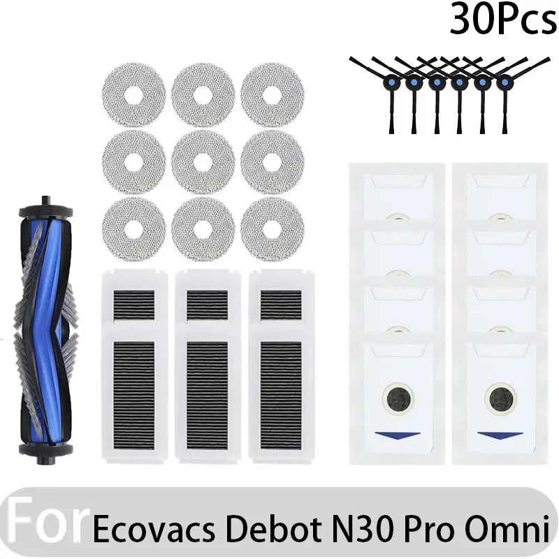Compatible for Ecovacs Debot N30 Omni / N30 Pro Omni Robot Vacuum Accessories Main Side Brush Hepa Filter Rag Dust Bag Parts