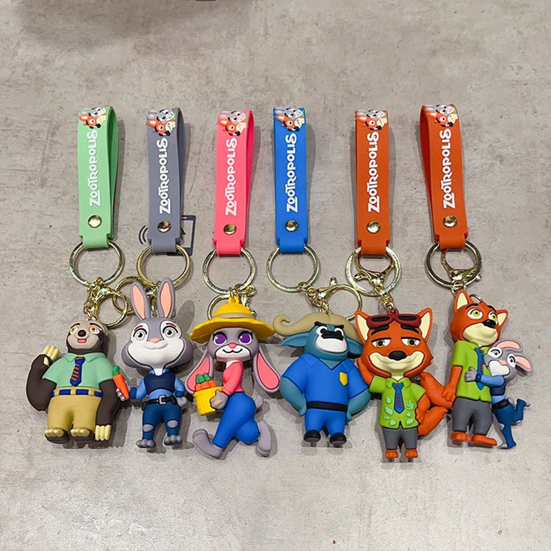 Cute Zootopia Keychain High-Quality Cute Cartoon anime Judy Hopps Officer Nick  Keychain Bag Christmas Gift Fans Party Gifts