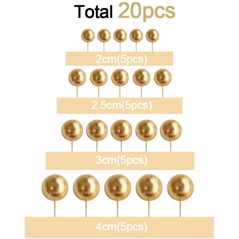 20Pcs Colorful Balls Cake Topper Mini Balloons Cupcake Insert Sticks for Wedding Birthday Party Cake DIY Decoration Baby Shower