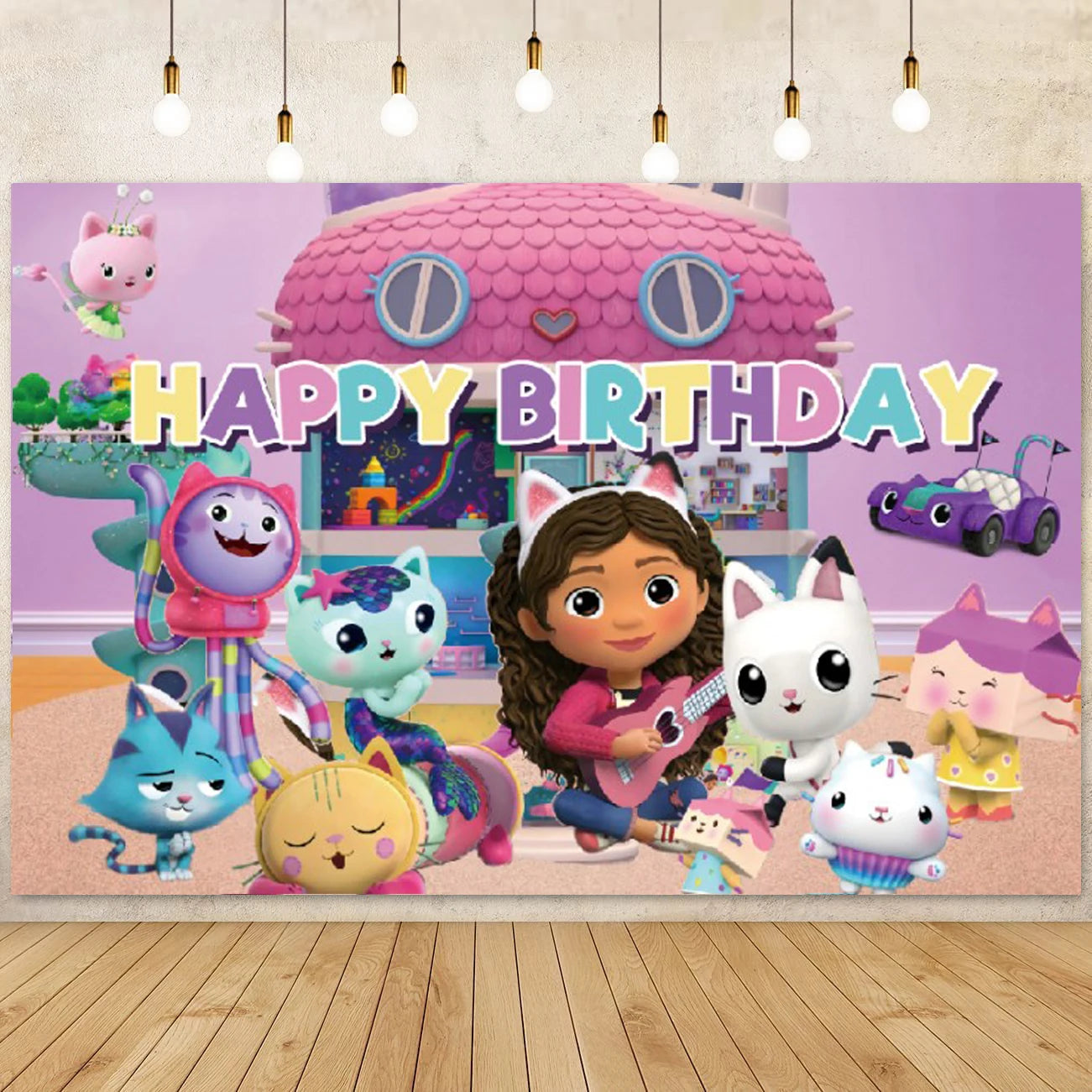 Hot Gabby Doll House Cartoon Girls Birthday Party Decorations Plate Tablecloth Paper Cup Napkin Doll House Tableware Set Gift