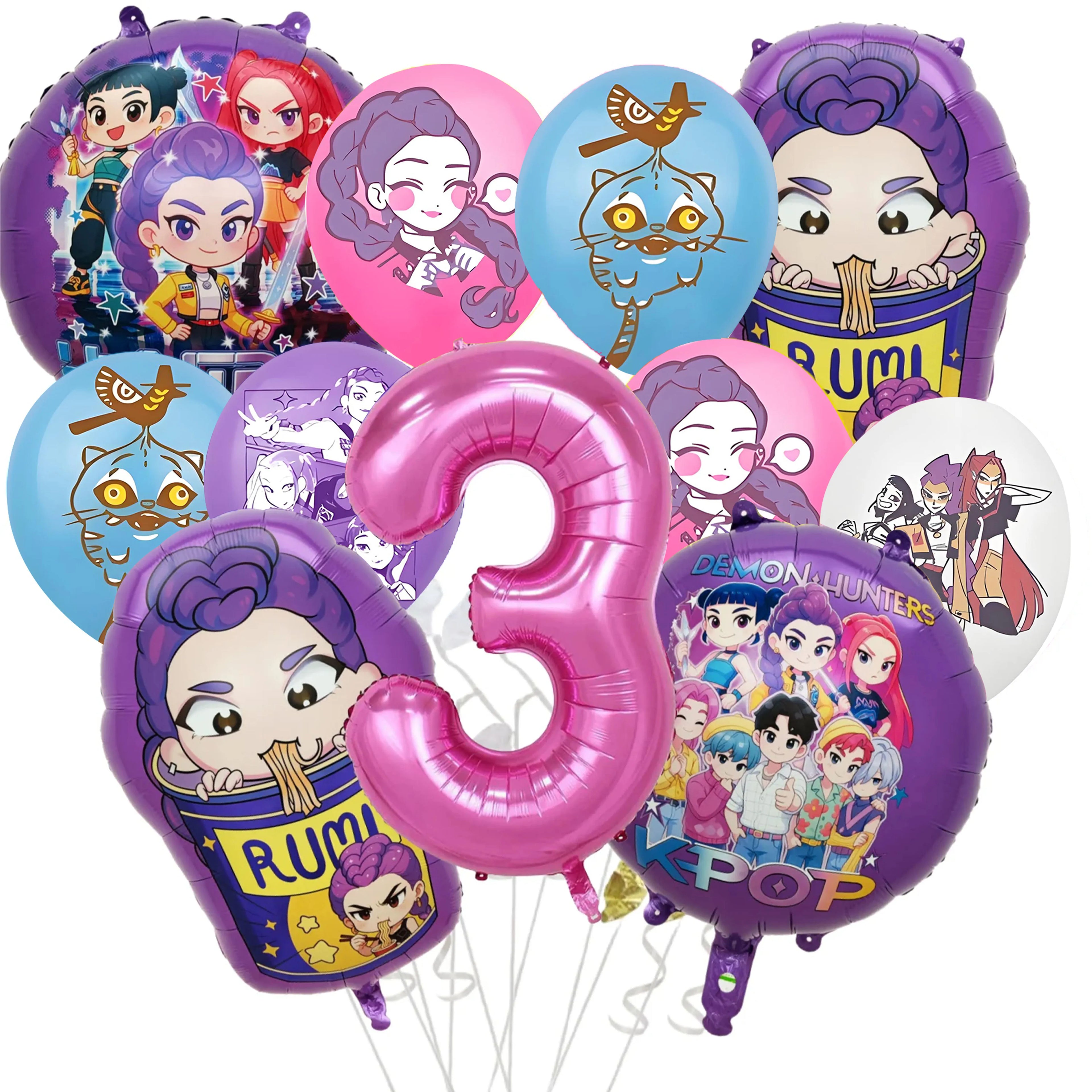 Demon Hunter Birthday Party Supplies Favors Kids Surprise Goody Bags Fillers Balloons Banner for Girls K-pop Anime Cosplay Party
