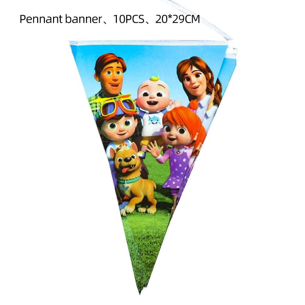 Cartoon Family Theme Birthday Party Decoration Disposable Set Tableware Plate Napkins Tablecloth For Kid Shower Supplies Puzzle