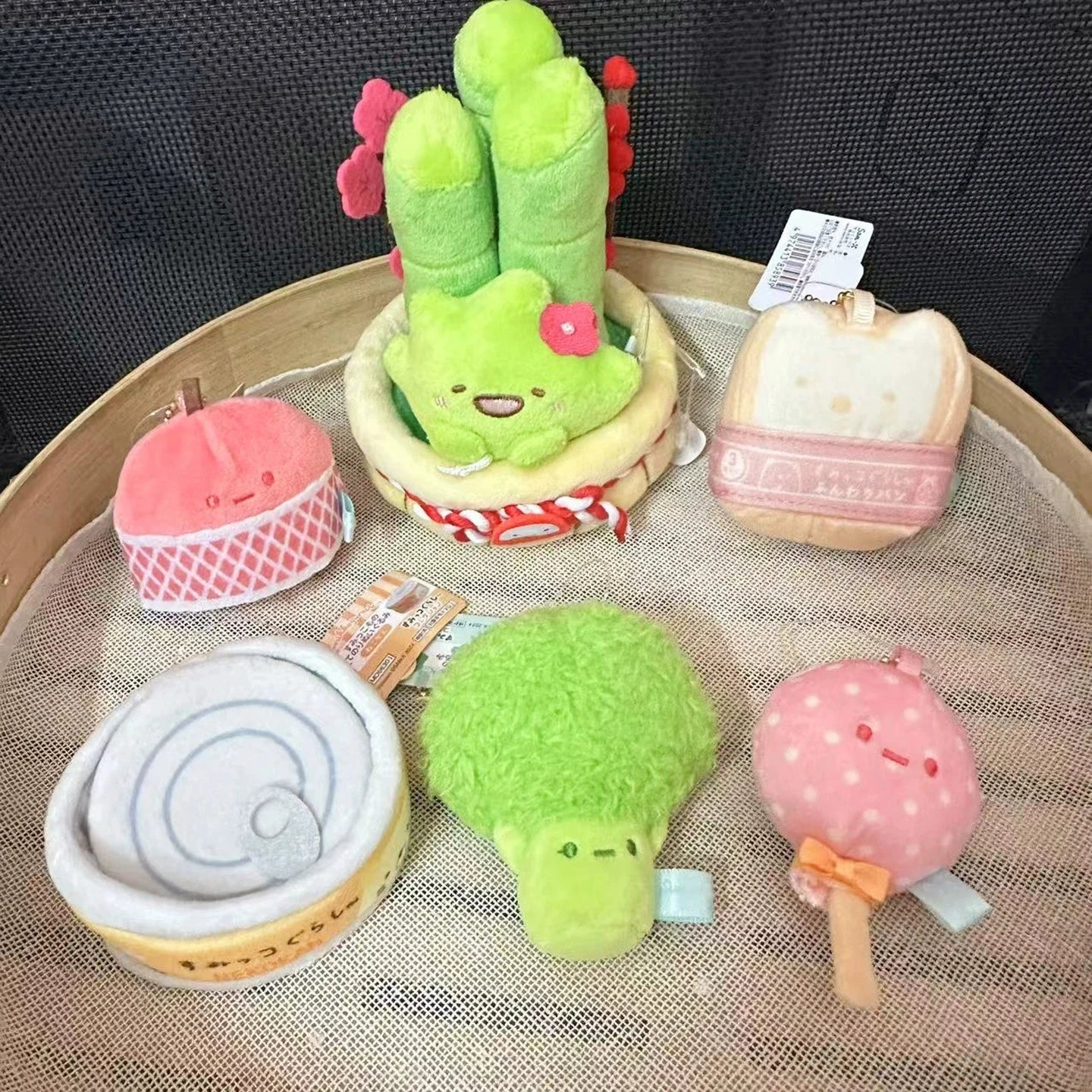 Cute Sumikkogurashi Plush Keychain Potted Plant Vegetable Kawaii AppleToast Soft Stuffed Broccoli Keychain Accessorie Gifts