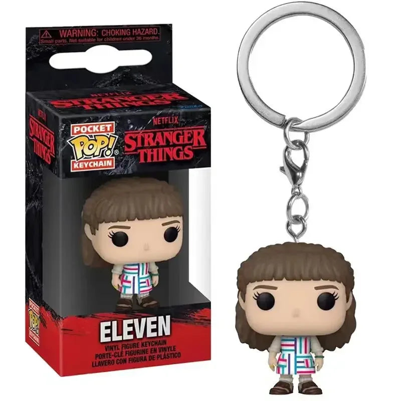 Funko Pop Pocket Keychain Eleven Robin Steve Dustin Key Ring Demogorgon Chain Model Carvinal Adults Children Toy Gift