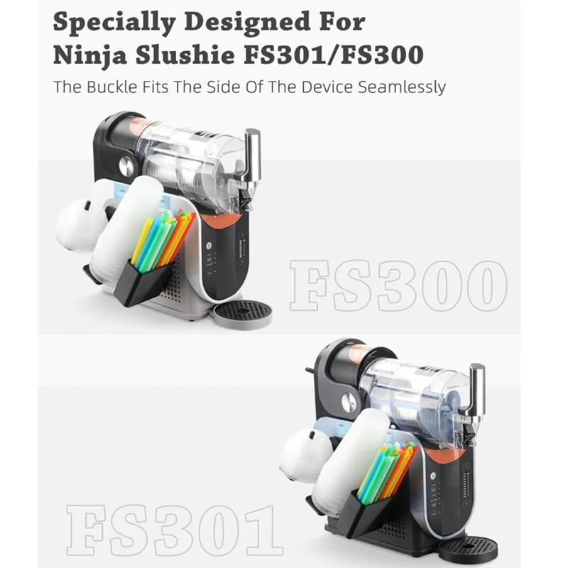 ABVI-Cup Organizer For Ninja Slushie Machine FS301 & FS300 3-In-1 Side-Mounted Holder For Cups Lids & Straws Accessories