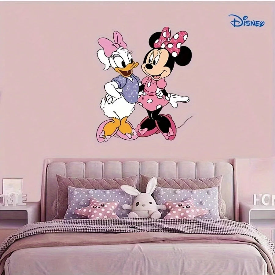 1 Piece Disney Mickey and Minnie Mouse Large Wall Decal - Self-Adhesive Cartoon Sticker, Perfect for Room Walls, Cars, and Party Decorations, Disney Stickers