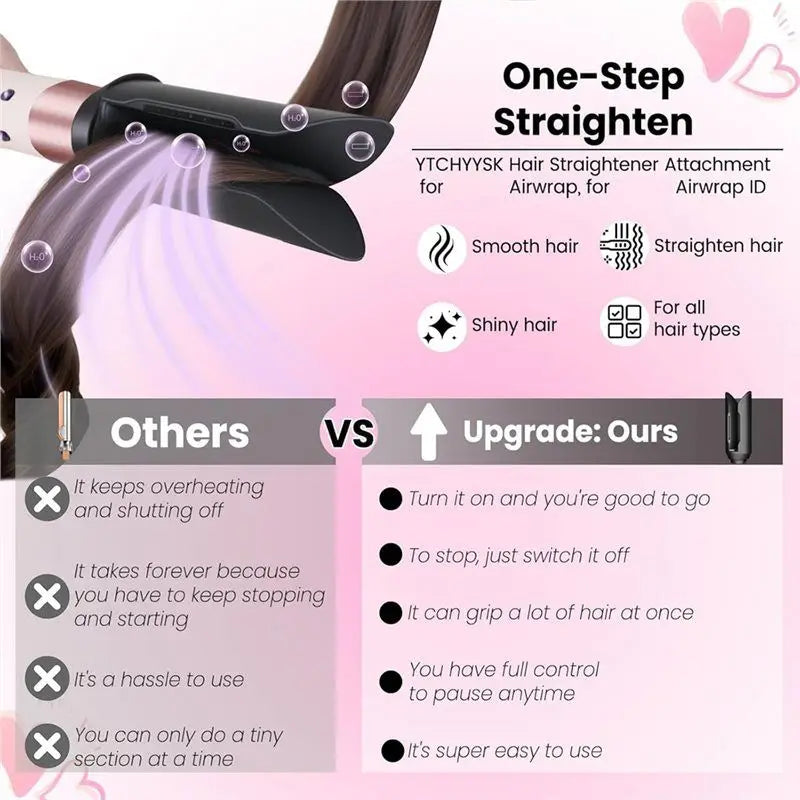 Upgraded Hair Straightener Attachment For Dyson Airwrap HS01 HS05 HS08, Gentle Airflow Smooth Nozzle For Air Wrap