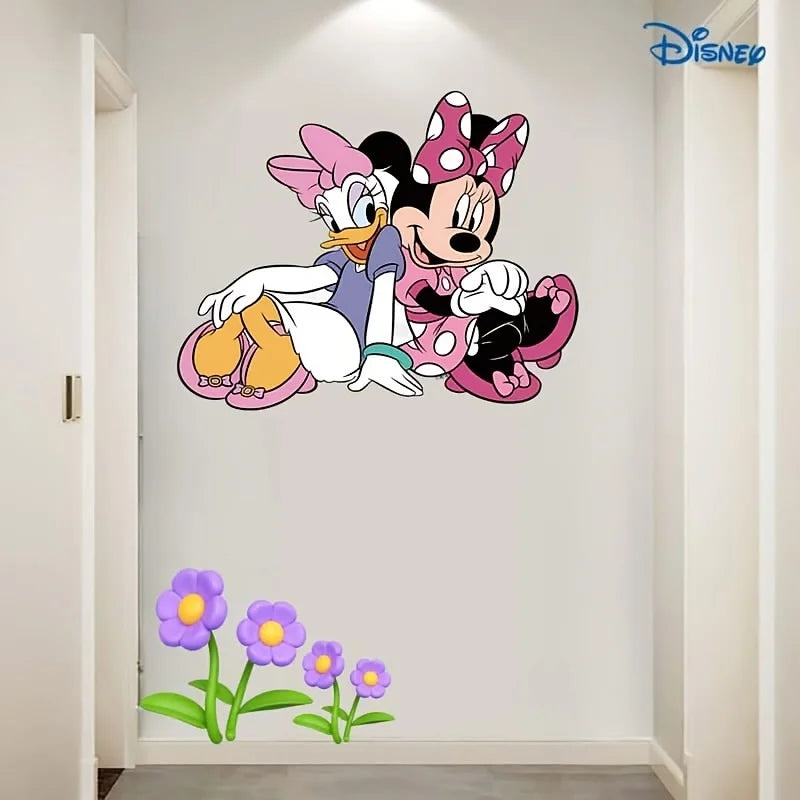1 Piece Disney Mickey and Minnie Mouse Large Wall Decal - Self-Adhesive Cartoon Sticker, Perfect for Room Walls, Cars, and Party Decorations, Disney Stickers