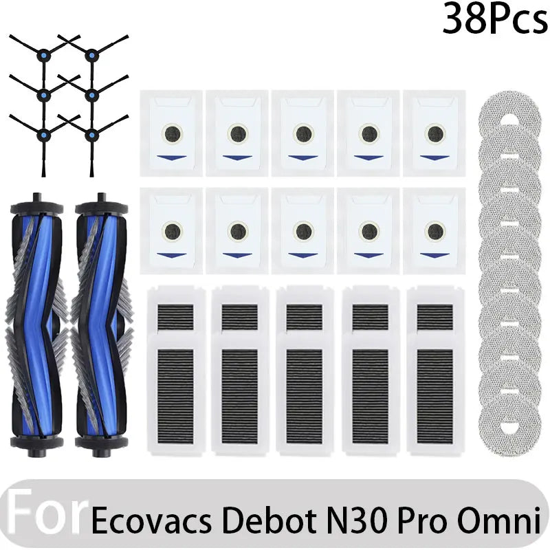 Compatible for Ecovacs Debot N30 Omni / N30 Pro Omni Robot Vacuum Accessories Main Side Brush Hepa Filter Rag Dust Bag Parts