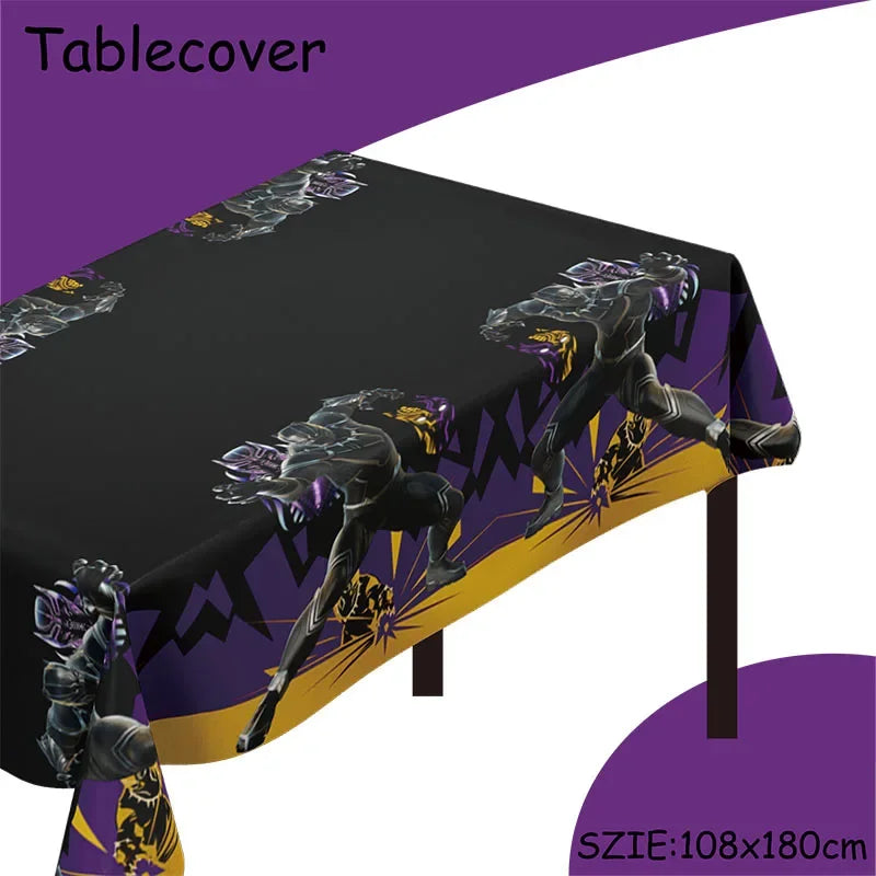 Hero Black Panther Cool Birthday Theme Favor Party Supplies Party Set Paper Cup Plate Gift Bag Banner Flag Baby Shower Supplies