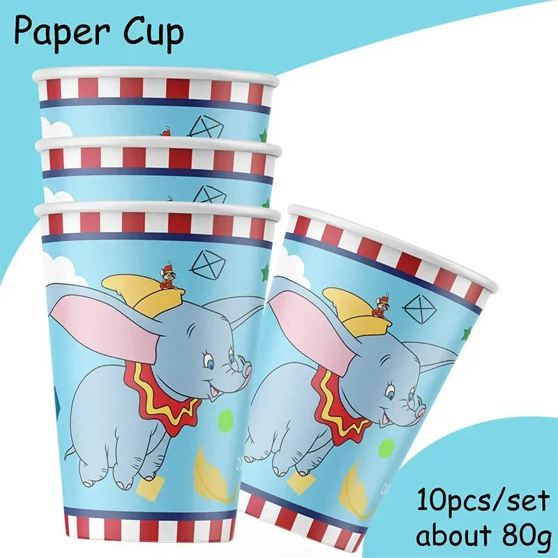 Dumbo Cute Birthday Party Decorations Tableware Kids  Cups Plates Tablewares Set Baby Shower Party Supplies for Children's Day