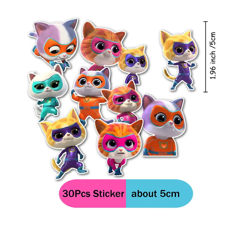 Cartoon Superkitties Birthday Party Baptism Disposable Tableware Brooch Spiral Paper Straw Party Supplie Decorate Packing