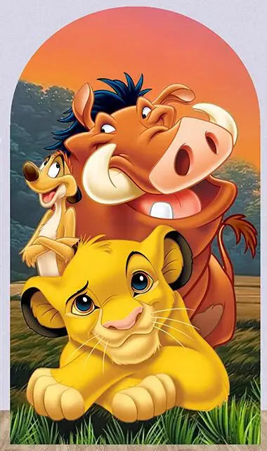 Cartoon Lion King Simba Baby Shower Arch Wall Panels Backdrop Party Supplies Boy Birthday Banner Decors Safari Jungle Background
