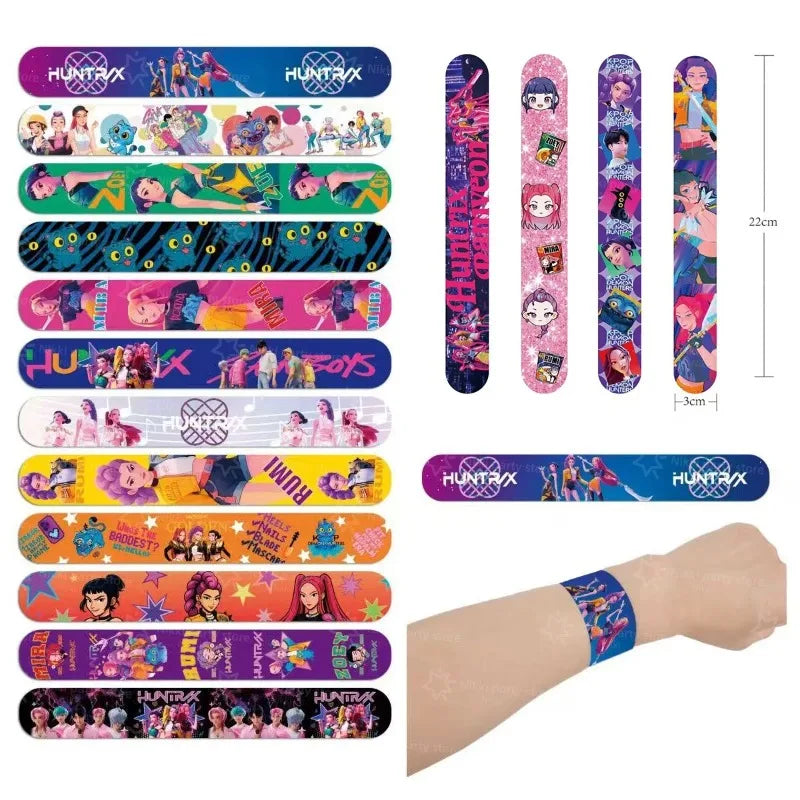 12-36pcs K-Ppop Demon Hunters Slap Bracelets Party Favors Birthday Party Gifts for Kids Snap Bracelets Christmas Party Decoratio