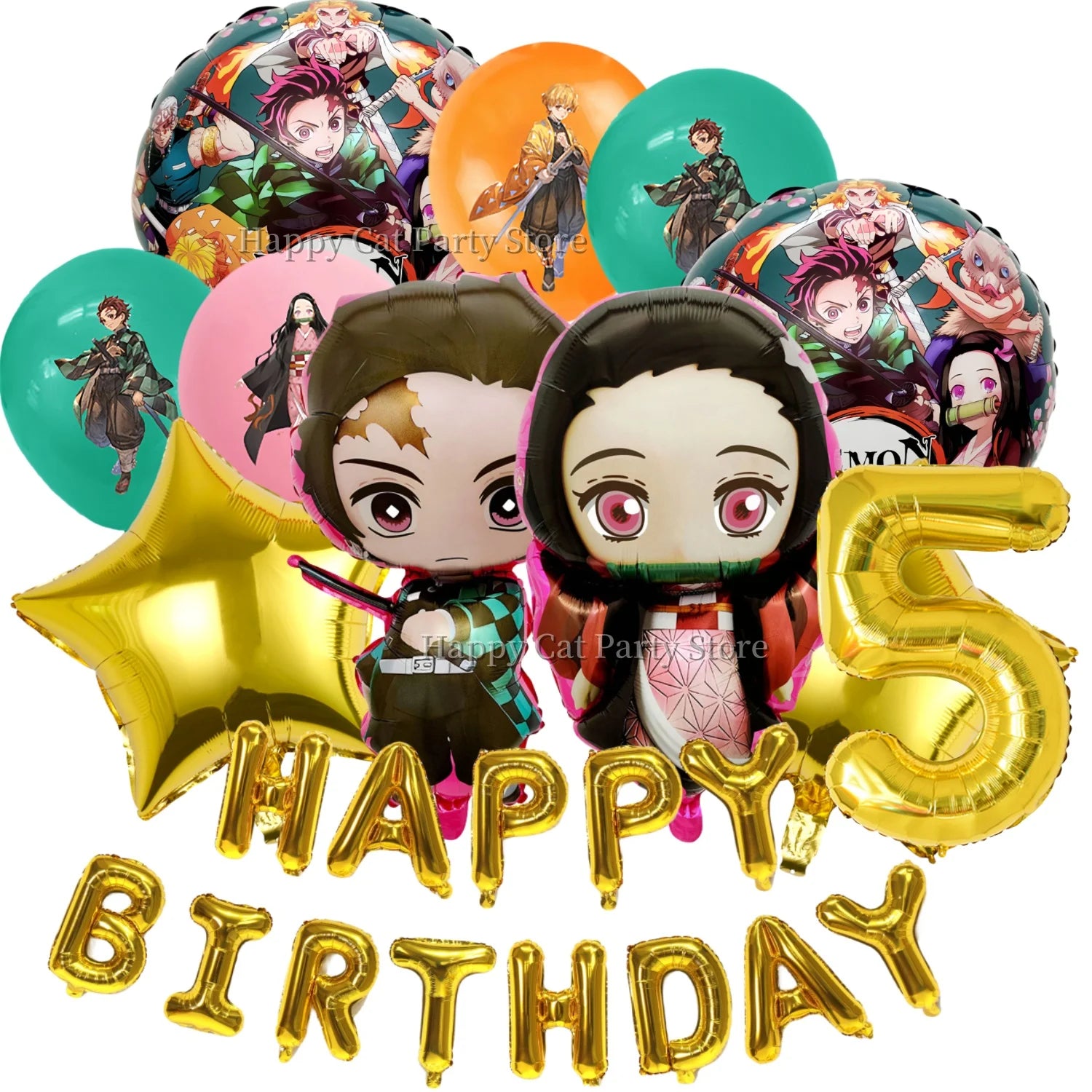 Demon Slayer Balloon Set Happy Birthday Banner Party Decor Kimetsu No Yaiba Latex Balloon Baby Shower kids Favors Gift Supplies