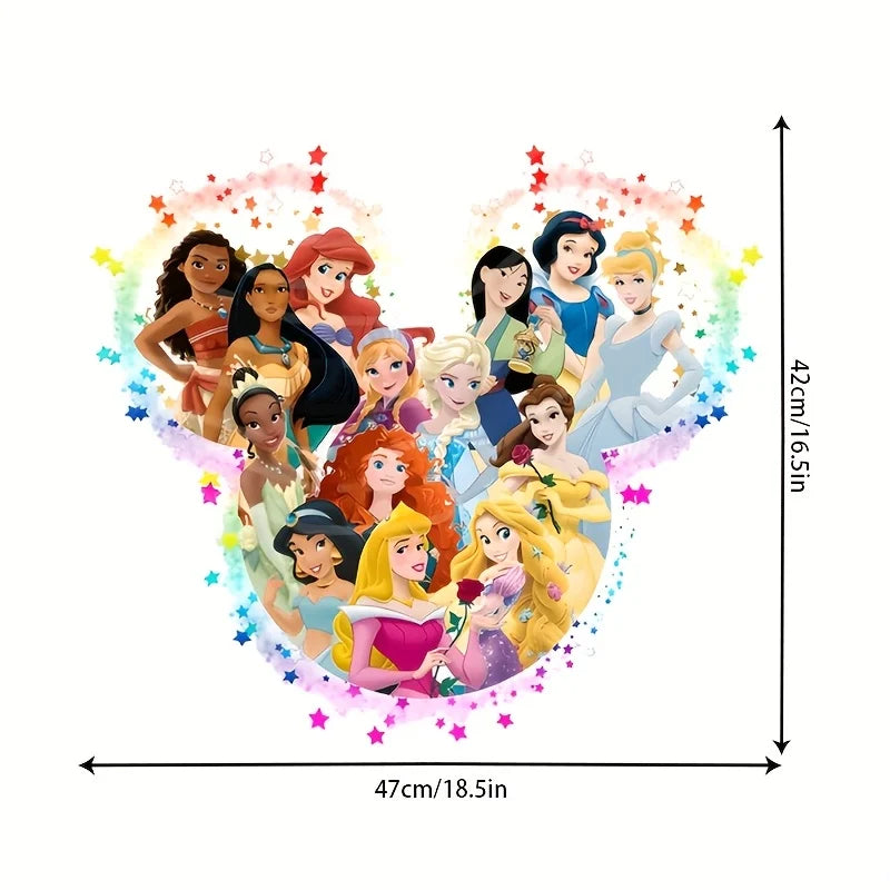 1 Disney-Themed Wall Sticker, Featuring Cute Images of Snow White, Cinderella, and the Little Mermaid - Suitable for Home Decoration, Can Be Used Indoors, on Windows, and Porches