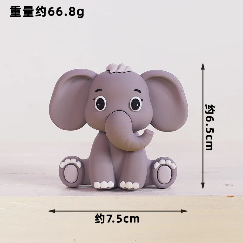 Cute Forest Animal Cake Topper Jungle Safari Birthday Decor Supplies Giraffe Elephant Lion Tiger Cake Decor For Kids 1 2 3 Years