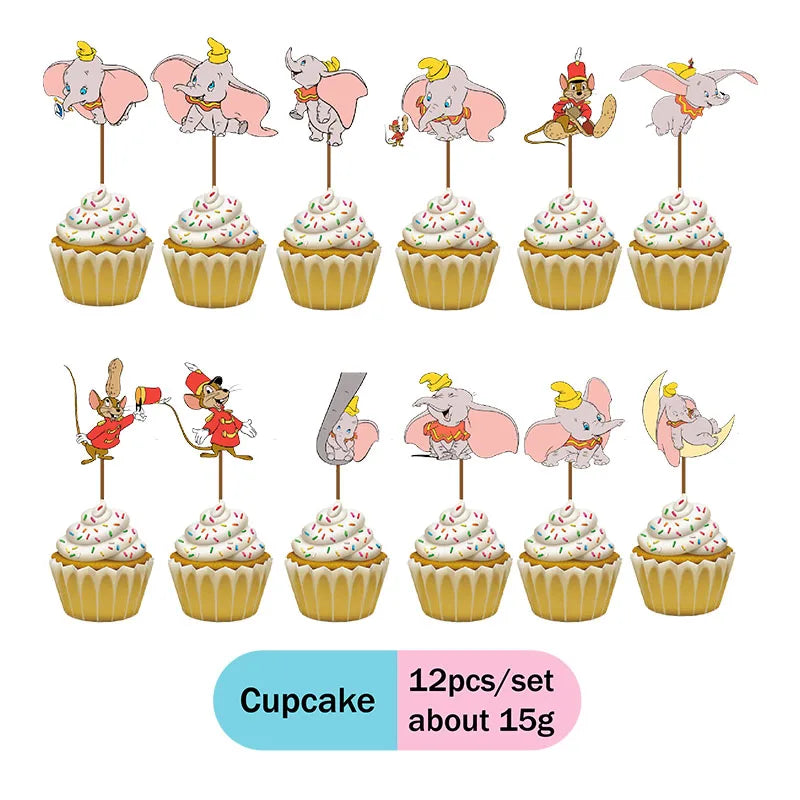 Cartoon Disney Dumbo Theme birthday decorations Disposable  Honeycomb Sticker Cake decoration & accessories Baby Shower Supplies