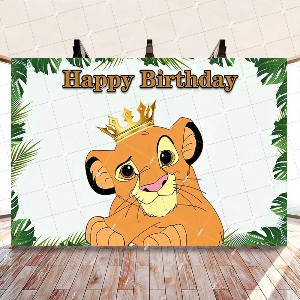 Disney Cartoon Lion King Simba Theme Kids Birthday Party Forest Jungle Safari Baby Shower Photography Backdrop Custom Banner