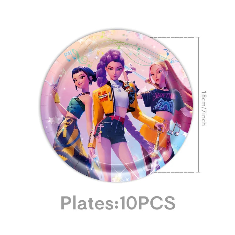 Demon Hunter Birthday Decorations Tableware Set Cups Plates Napkins Balloons Decor Kids Baby Shower Kpop Party Supplies