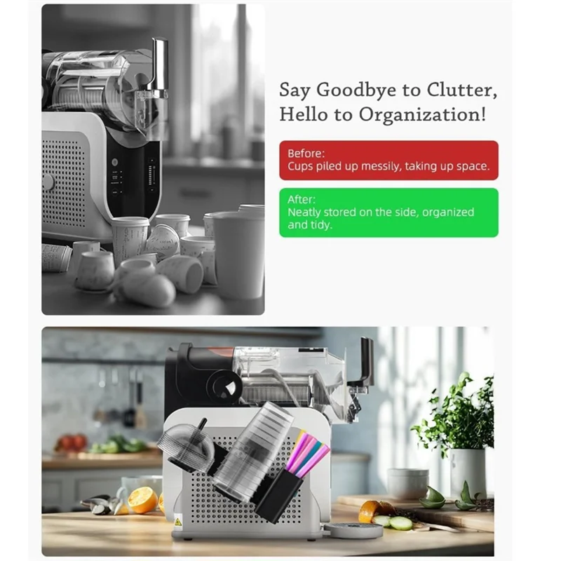 ABVI-Cup Organizer For Ninja Slushie Machine FS301 & FS300 3-In-1 Side-Mounted Holder For Cups Lids & Straws Accessories