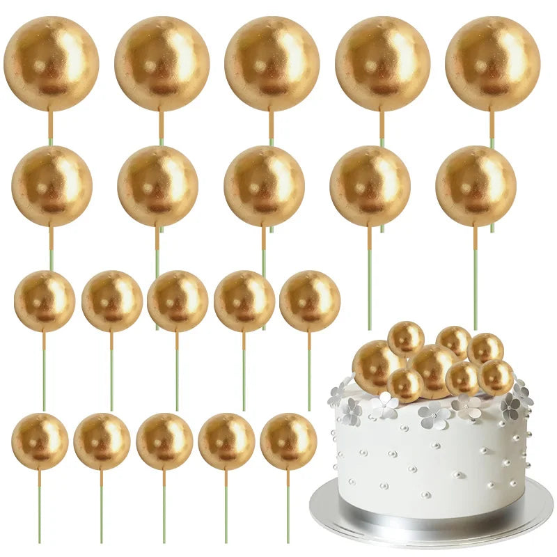 20Pcs Colorful Balls Cake Topper Mini Balloons Cupcake Insert Sticks for Wedding Birthday Party Cake DIY Decoration Baby Shower