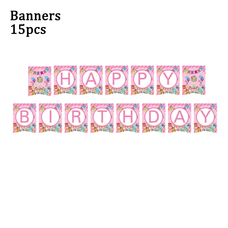 Cartoon Family Theme Birthday Party Decoration Disposable Set Tableware Plate Napkins Tablecloth For Kid Shower Supplies Puzzle