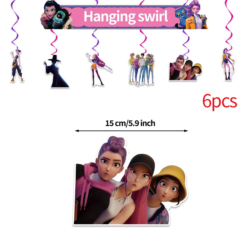 Kpop Demon Hunter Birthday Party Accessorie K Pop Birthday Warriors Pop Party Backdrop Cups Plates Tablecloth Ballons Cake Decor