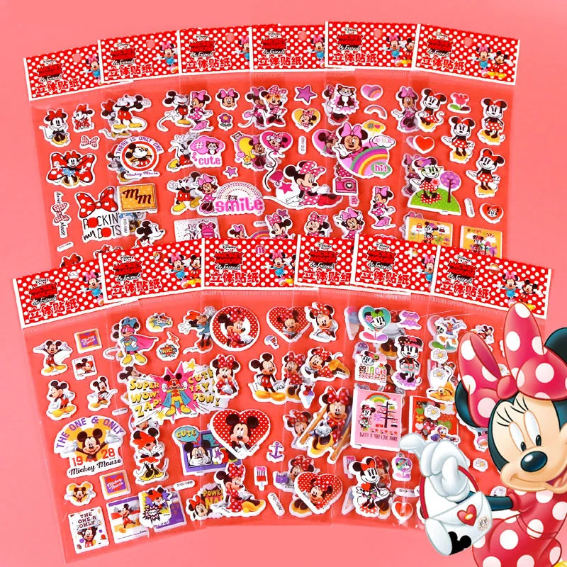 12pcs Sticker Different 3D Puffy Bulk Stickers Cartoon Movie Anime Frozen Sofia Mickey Minnie Princess Kids Girl Toy Gift
