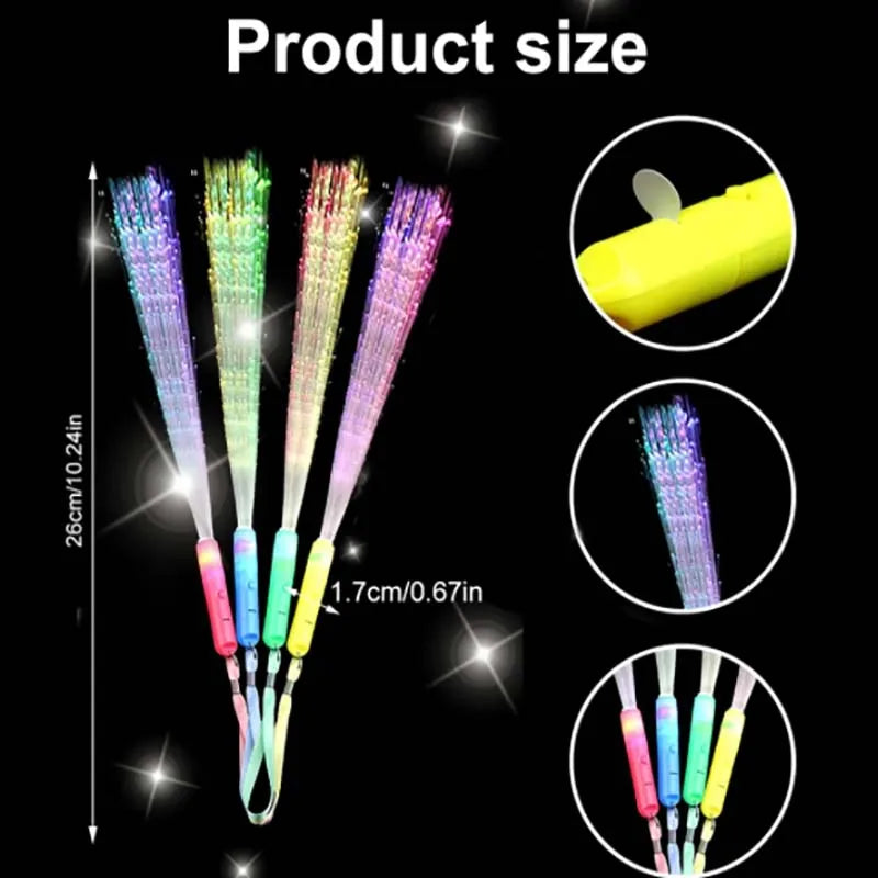 12/24Pcs/lot LED Glow Stick Colorful Fiber Glow Stick LED Toy Party Night Light Props Christmas Birthday Gift Wedding Party Gift