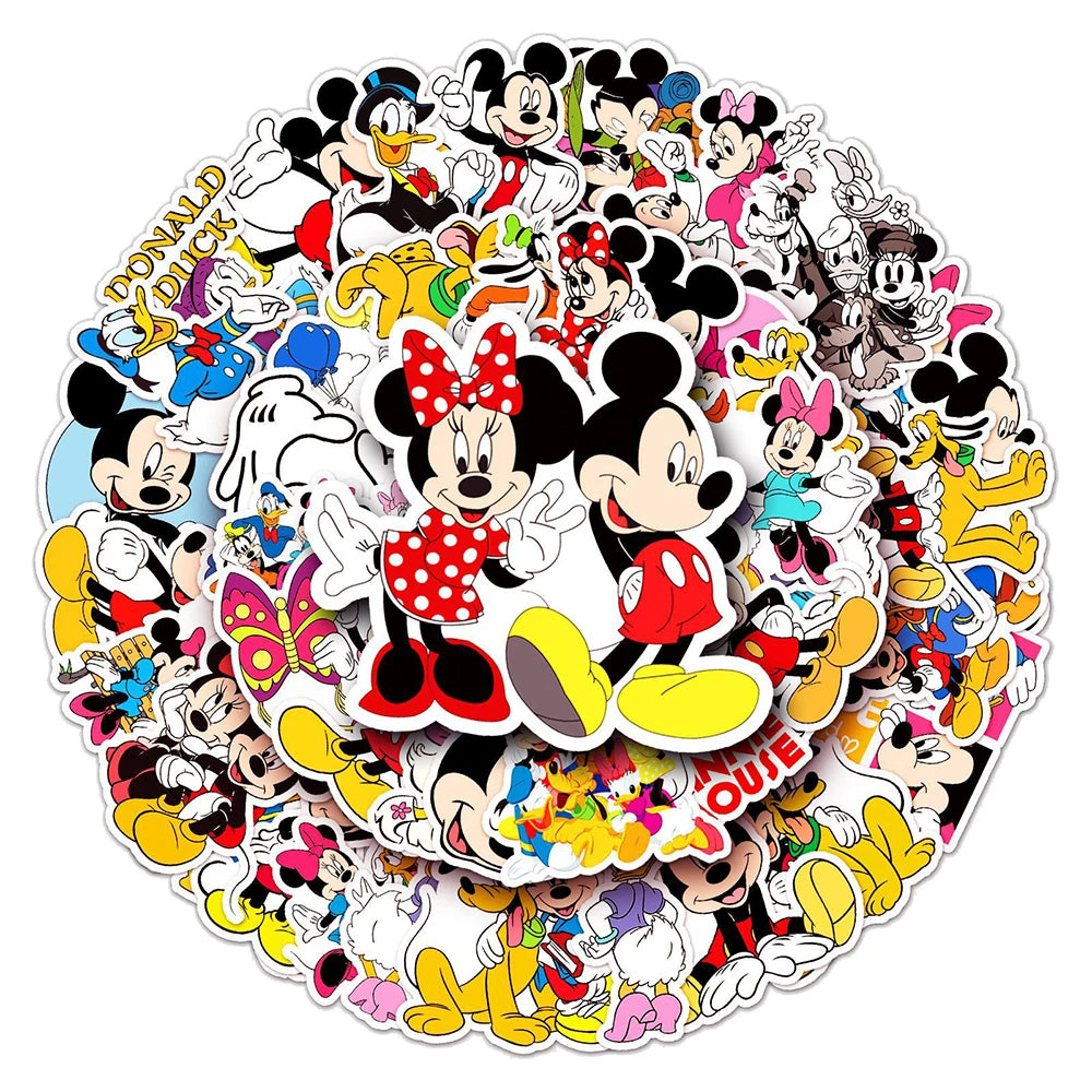 10/30/50PCS Disney Classic Anime Mickey Mouse Stickers Cute Donald Duck Minnie Cartoon Sticker DIY Phone Kids Toy Notebook Decal