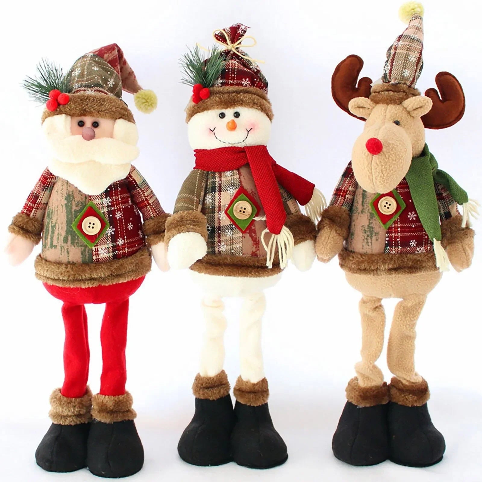 2026 Retractable Santa Claus Snowman Elk Doll Plush Boys Girls Xmas Gifts Decorations For Home Party Christmas Ornament