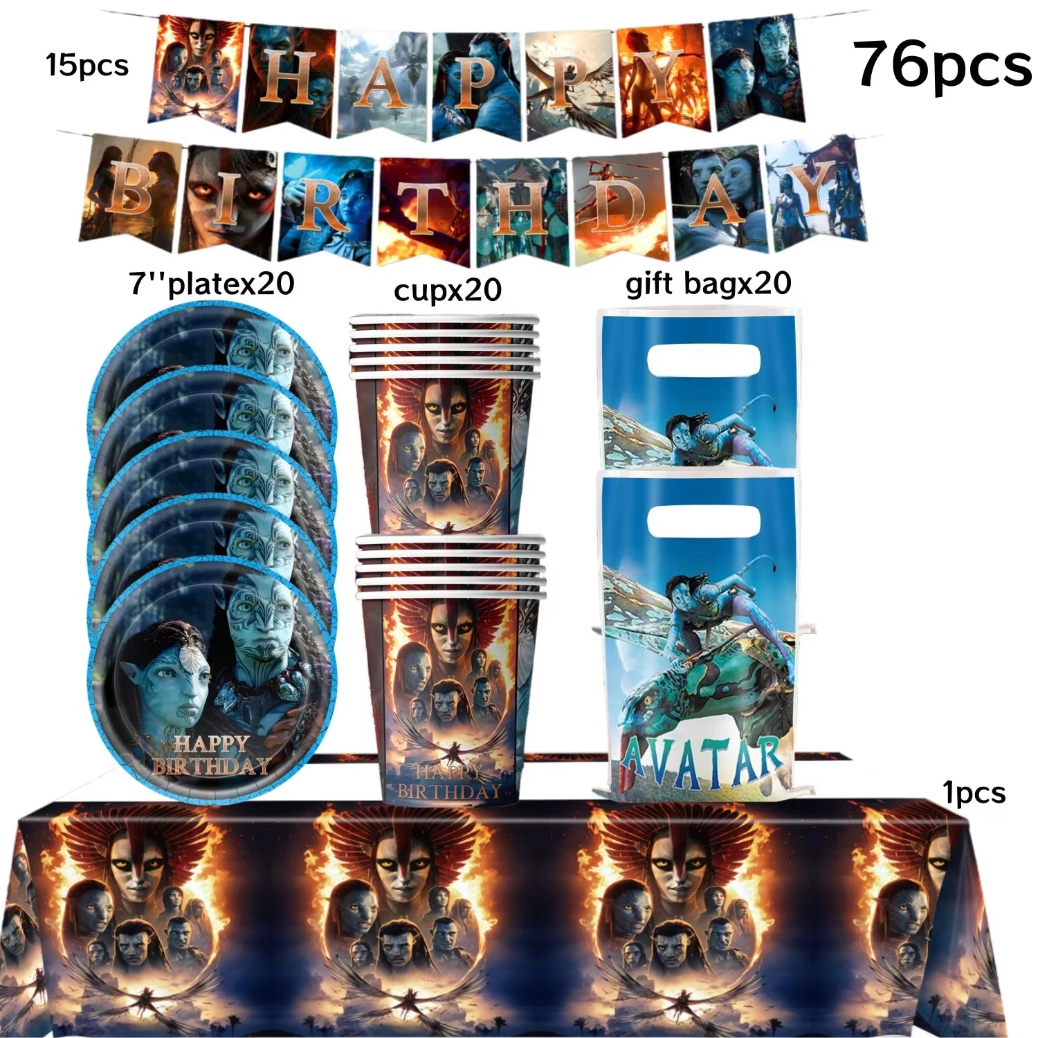 Avatar 3 Balloon Birthday Party Decoration Tableware Cup Plate Tablecloth Banner Background Gift Bag Baby Shower Supplies Gift