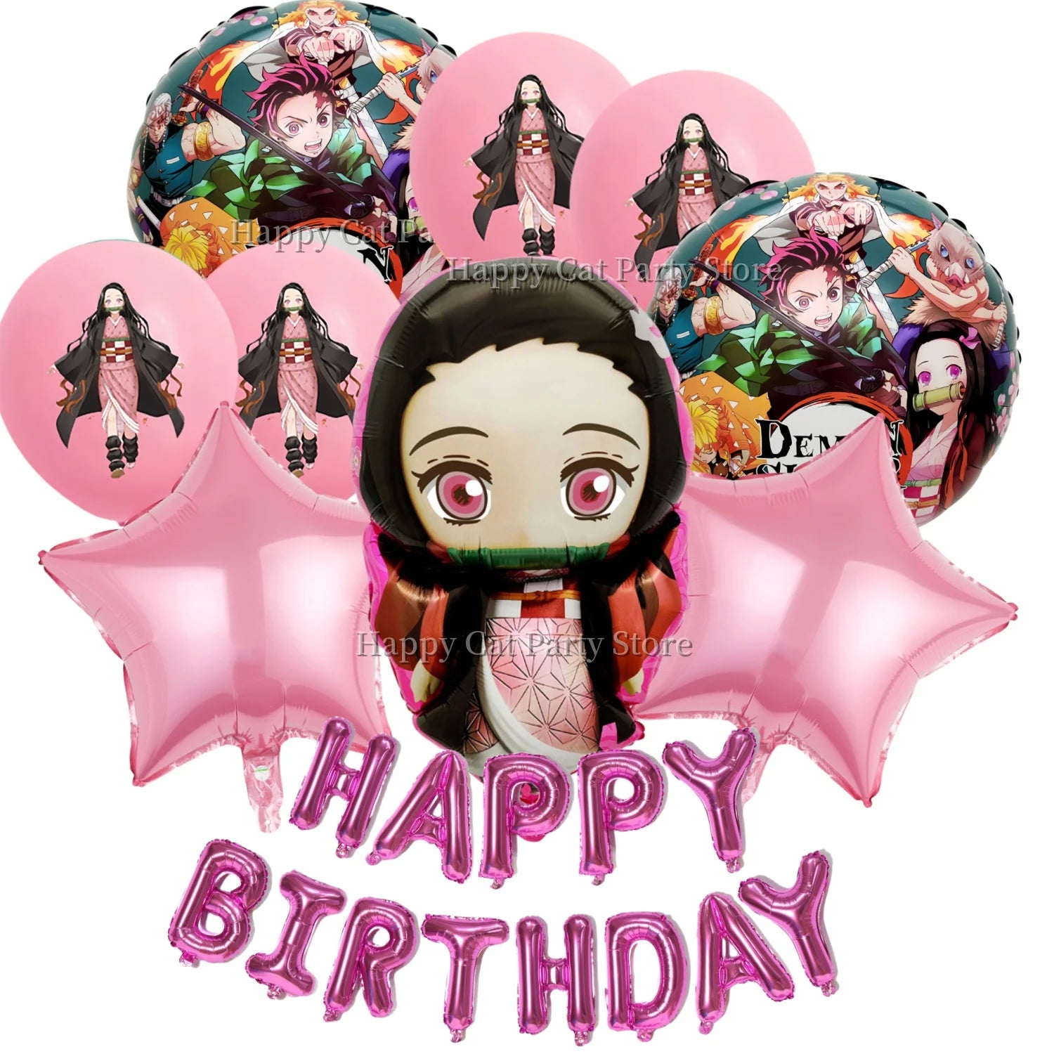 Demon Slayer Balloon Set Happy Birthday Banner Party Decor Kimetsu No Yaiba Latex Balloon Baby Shower kids Favors Gift Supplies