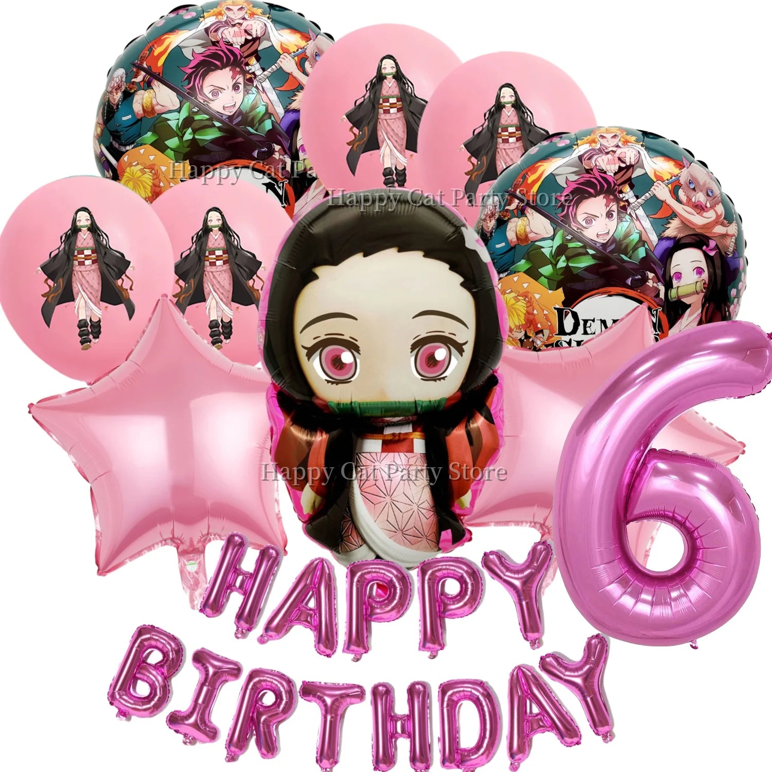Demon Slayer Balloon Set Happy Birthday Banner Party Decor Kimetsu No Yaiba Latex Balloon Baby Shower kids Favors Gift Supplies