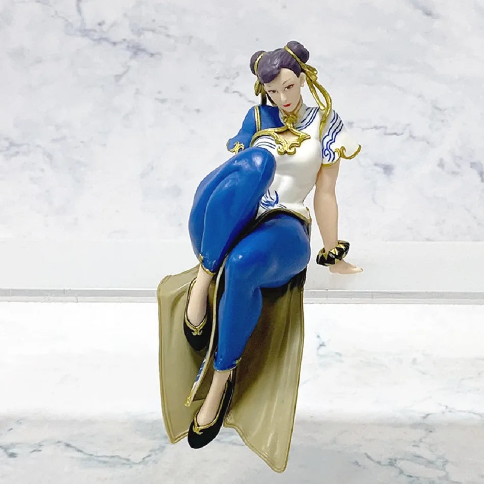 14cm Anime Game Street Fighter Figure Ryu Chun-Li  Action Figure Sitting Posture Figurine Decor PVC Model Fans Collection Toys