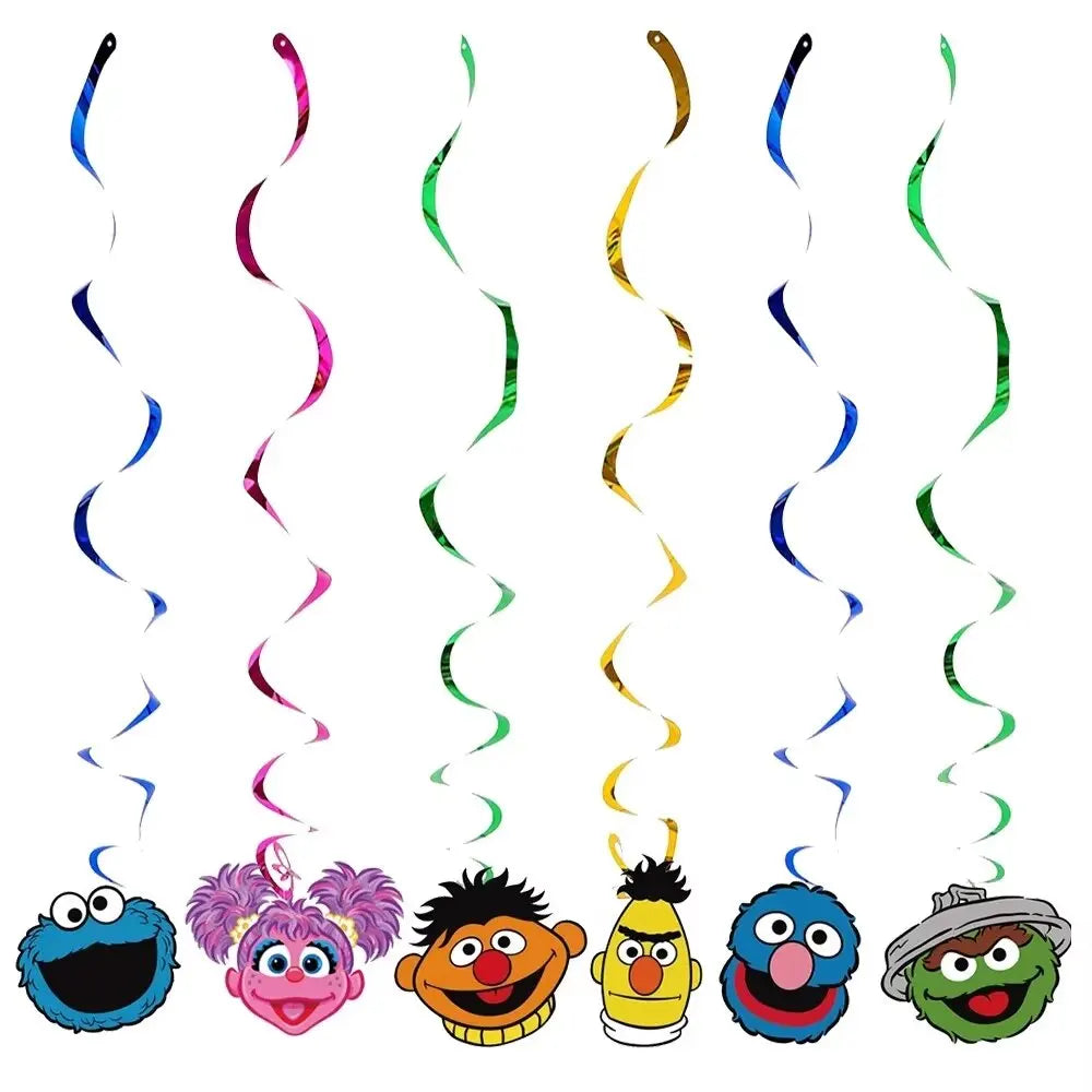 Disney Cartoon SEsame-Streets Birthday Party Set Supplies Kids Disposable Tableware Balloon Cake Topper Banner Plates Decoration