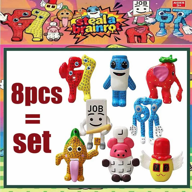 8pcs/set Steal A Brainrot Game Figure Toys No. 9 No. 67 Strawberry Elephant Guard Game  Model Figure Toys Figure Christmas Gifts