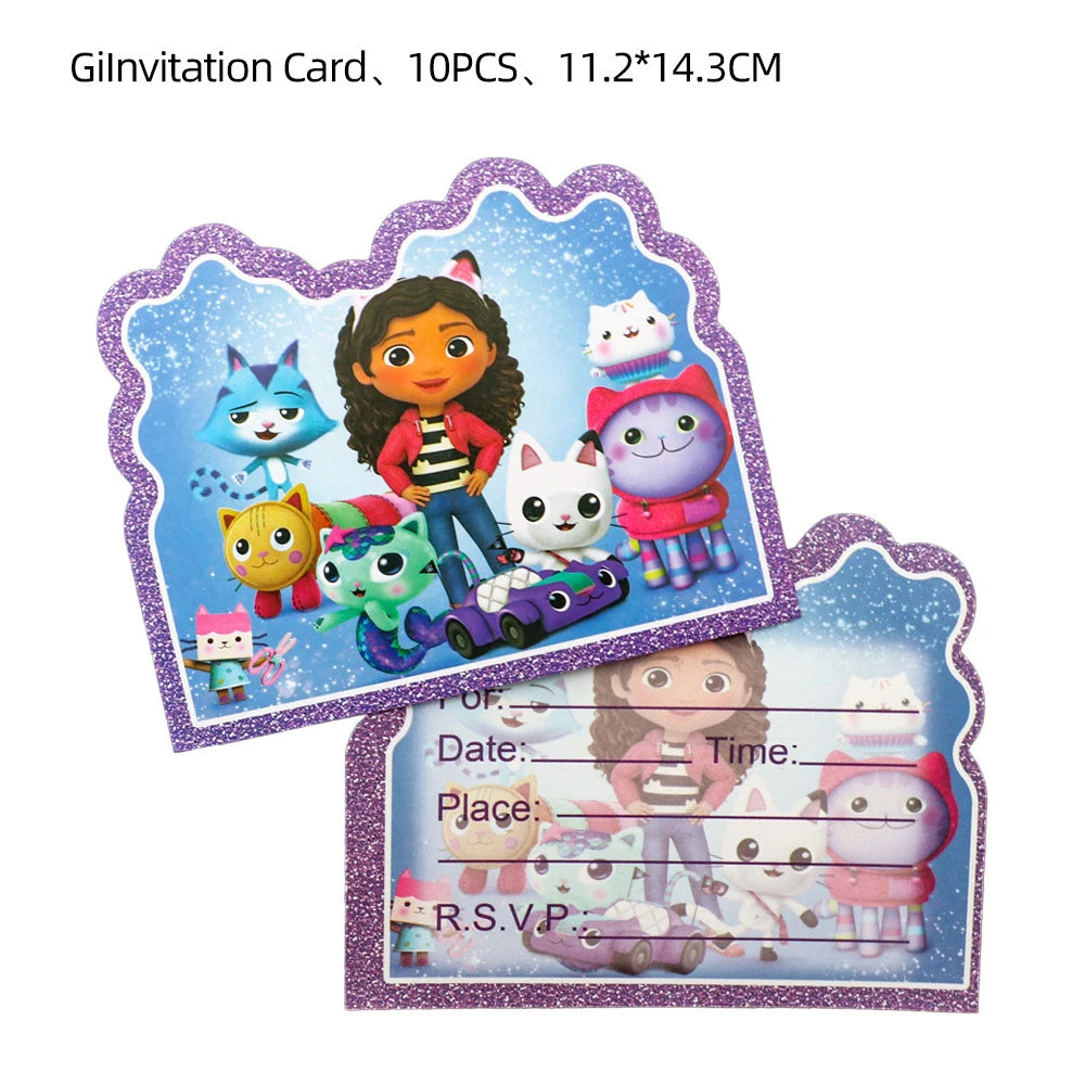 Cartoon Gabby Doll House Party Supplies Tablecloth For Kids Disposable Table Cover Favor Doll House Birthday Festival Decoration