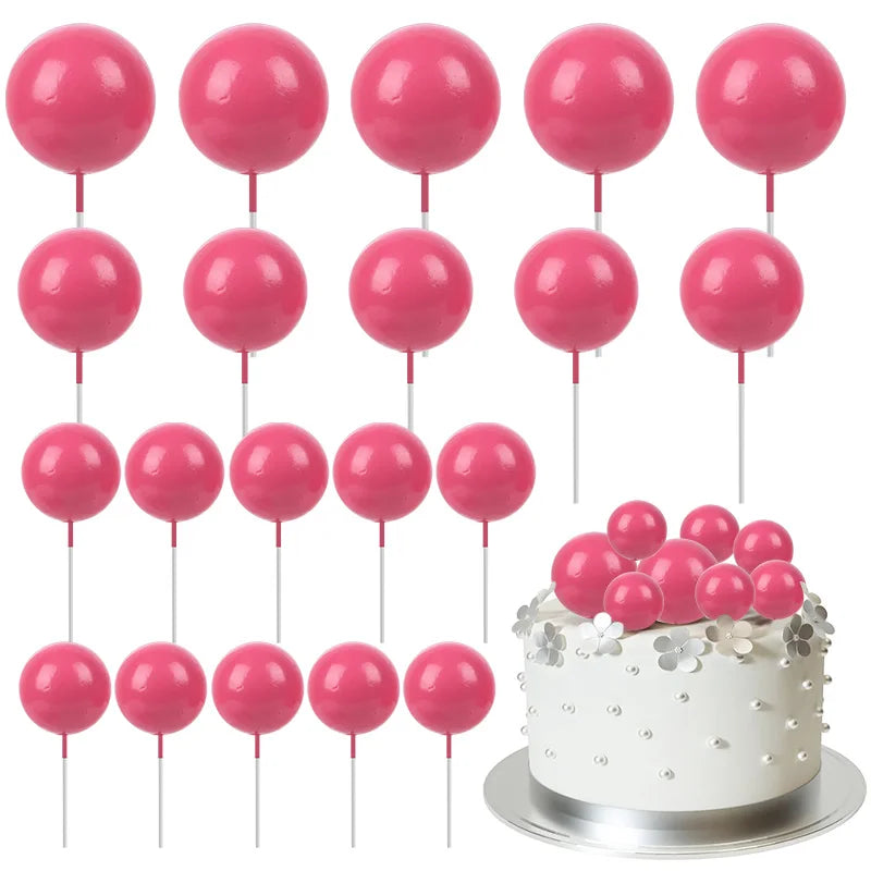 20Pcs Colorful Balls Cake Topper Mini Balloons Cupcake Insert Sticks for Wedding Birthday Party Cake DIY Decoration Baby Shower