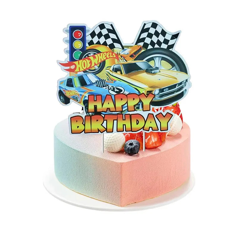 Hot Wheels Birthday Party Decor Disposable Tableware Racing Car Gift Bag Tablecloth Cake Balloon Plate Boy Kid Party Supplie Set