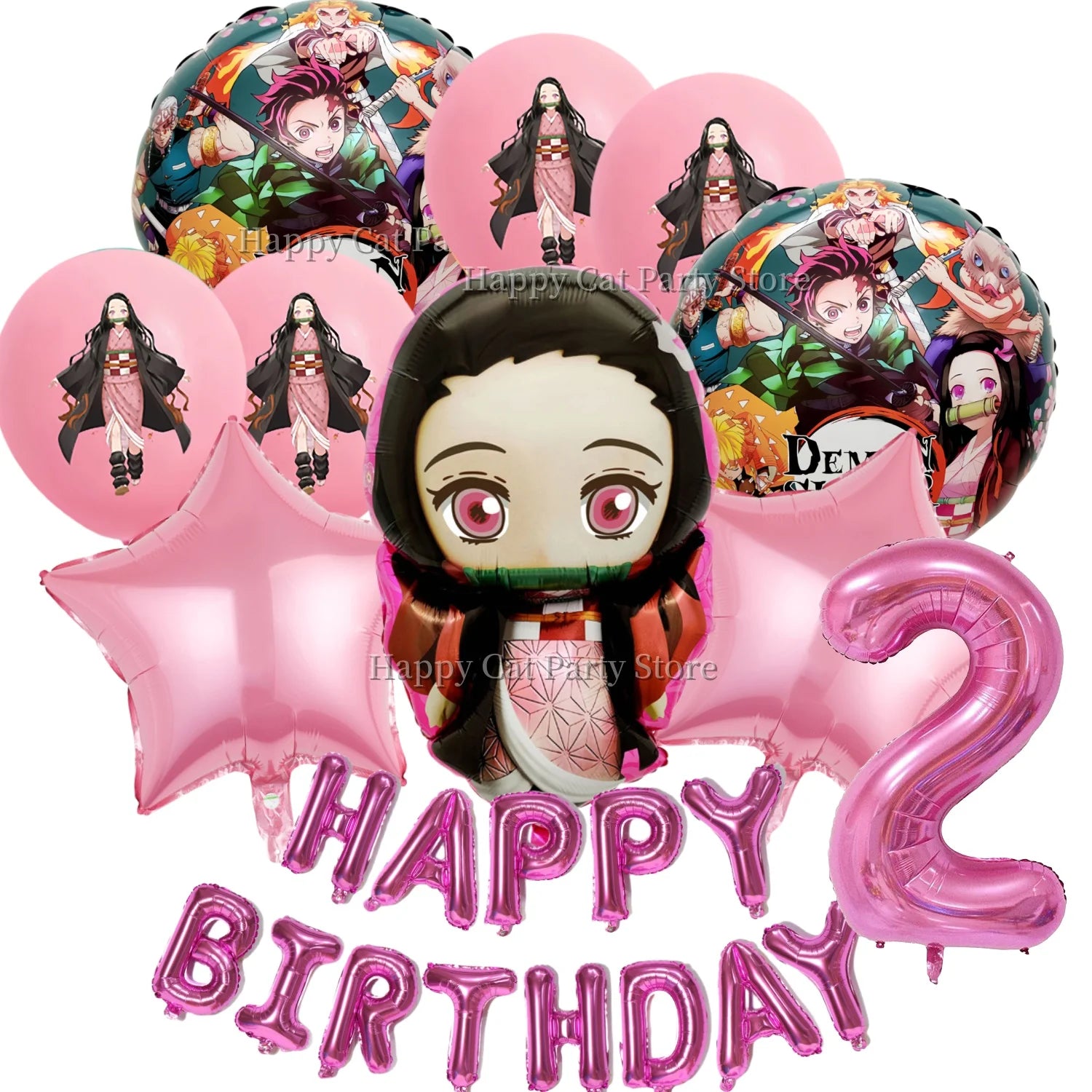 Demon Slayer Balloon Set Happy Birthday Banner Party Decor Kimetsu No Yaiba Latex Balloon Baby Shower kids Favors Gift Supplies