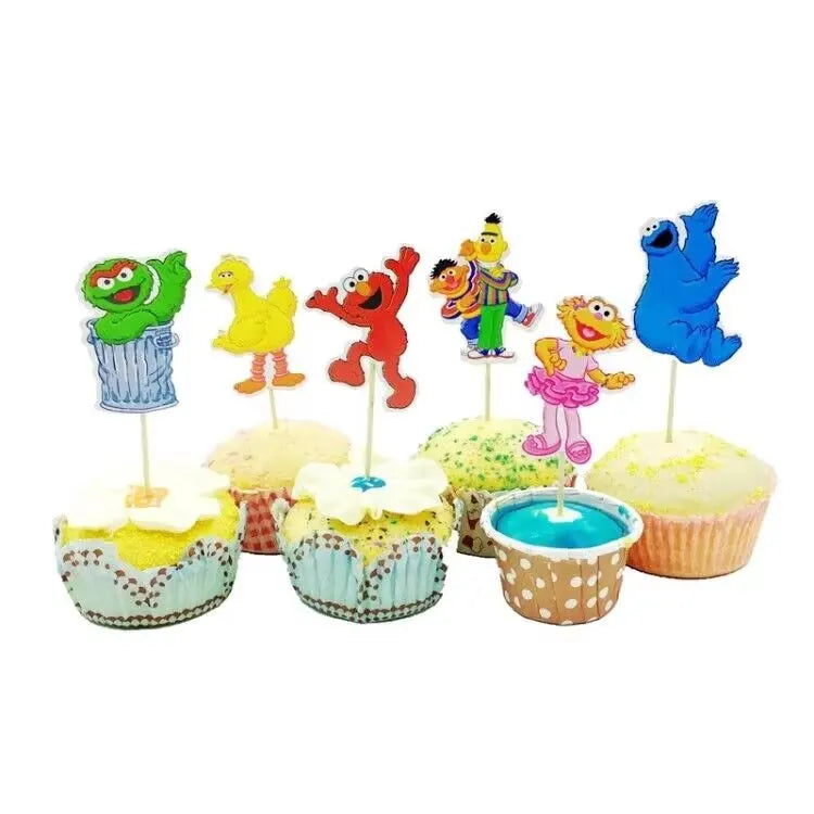Disney Cartoon SEsame-Streets Birthday Party Set Supplies Kids Disposable Tableware Balloon Cake Topper Banner Plates Decoration