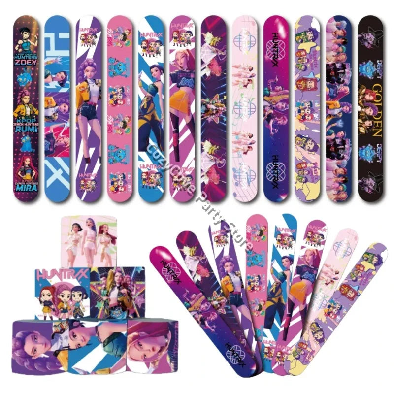 12/24/36  PCS  Kpop Demon Hunter Slap Bracelets Anime Snap Wristband for Birthday Party Favors School Prize Gifts